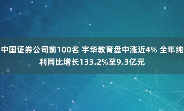 中国证券公司前100名 宇华教育盘中涨近4% 全年纯利同比增长133.2%至9.3亿元